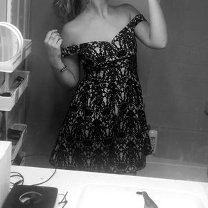 Black and tan homecoming dress